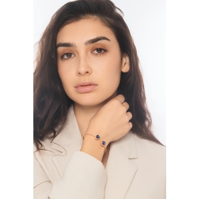 Bracelet en or rose avec saphirs cœur et diamants