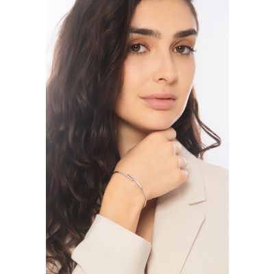 Bracelet Contrarié en Or Blanc 18 Carats avec Diamants Naturels