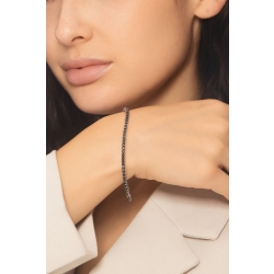 Bracelet tennis elastique en or blanc 18k avec diamants noirs 2