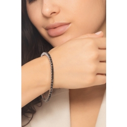 Bracelet tennis élastique en or blanc 18k avec diamants noirs 2