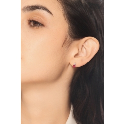 Puces en or blanc 18k avec rubis taille ovale et diamants 2