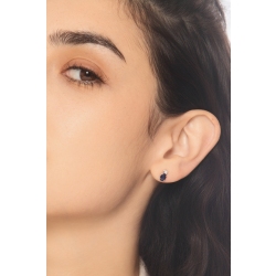 Puces en or blanc 750 avec saphirs bleus et diamant 2