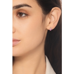 Puces en or blanc 18k avec saphir rose ovale et diamant 2