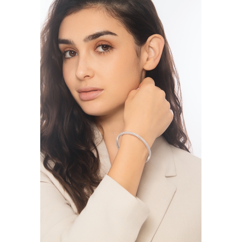Bracelet élastique en or blanc 18k  avec diamants