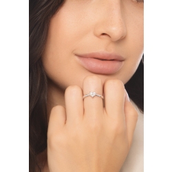 Bague solitaire or blanc 18k avec diamant coeur GIA 0.50 ct  2