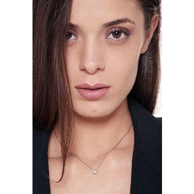 Pendentif diamant solitaire or blanc et diamant 0.25 ct