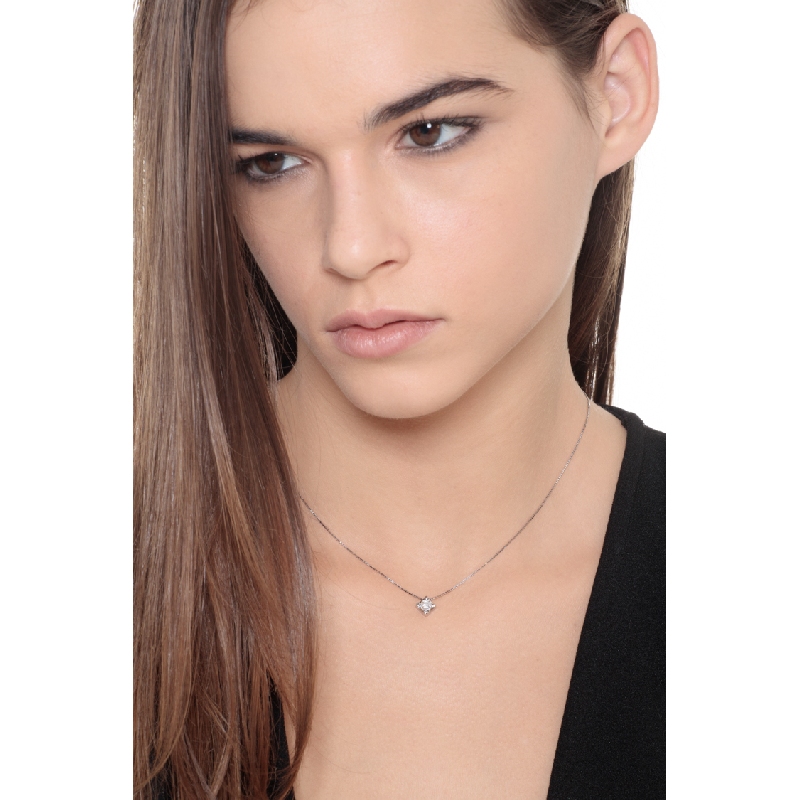 Collier solitaire en or blanc 18k diamant 0.40 ct