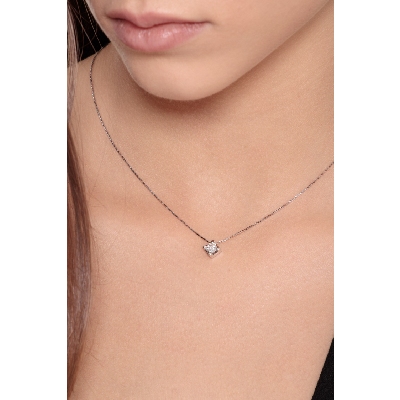 Collier pendentif solitaire or blanc 18k avec diamant 0.50 ct