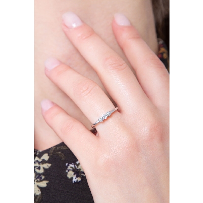 Bague trilogie diamants 0.25 ct or blanc 18k