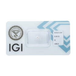 Diamant Certifié IGI   0.30 CT D VVS2 