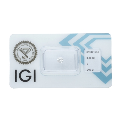 Diamant Certifié IGI   0.30 CT D VVS2 
