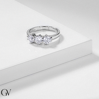 Bague trilogie 1.20 ct en or blanc 18k