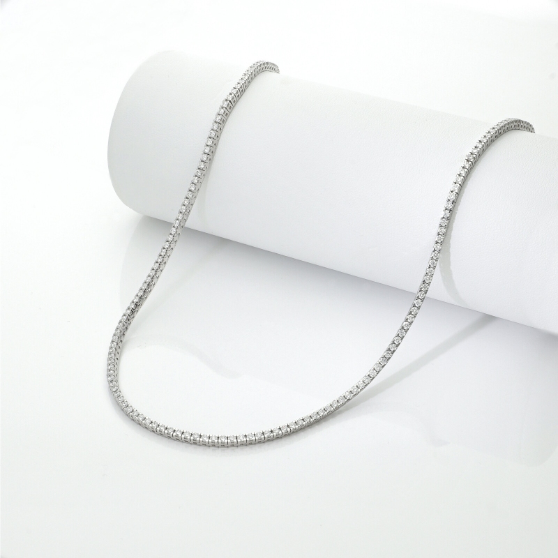 Collier tennis en or blanc 18 carats avec diamants naturels