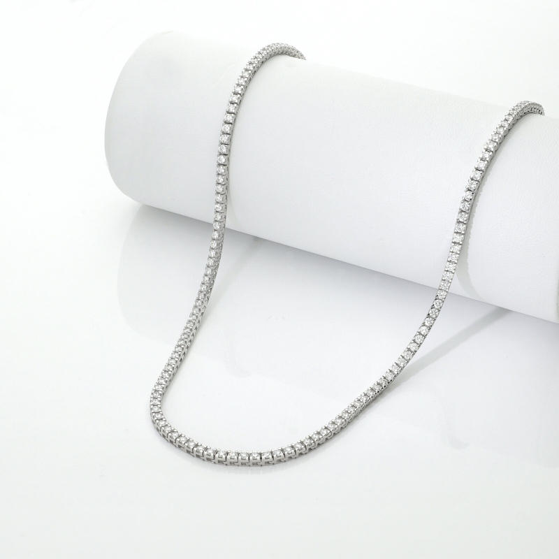 Collier tennis en or blanc 750 avec diamants naturels ct 0.04