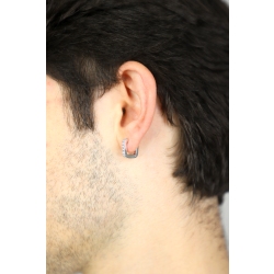 Boucle d’oreille unique rectangulaire en or blanc 18k diamants 2