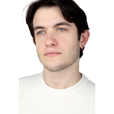 Mono boucle d’oreille rectangulaire en or blanc 18ct diamants noirs