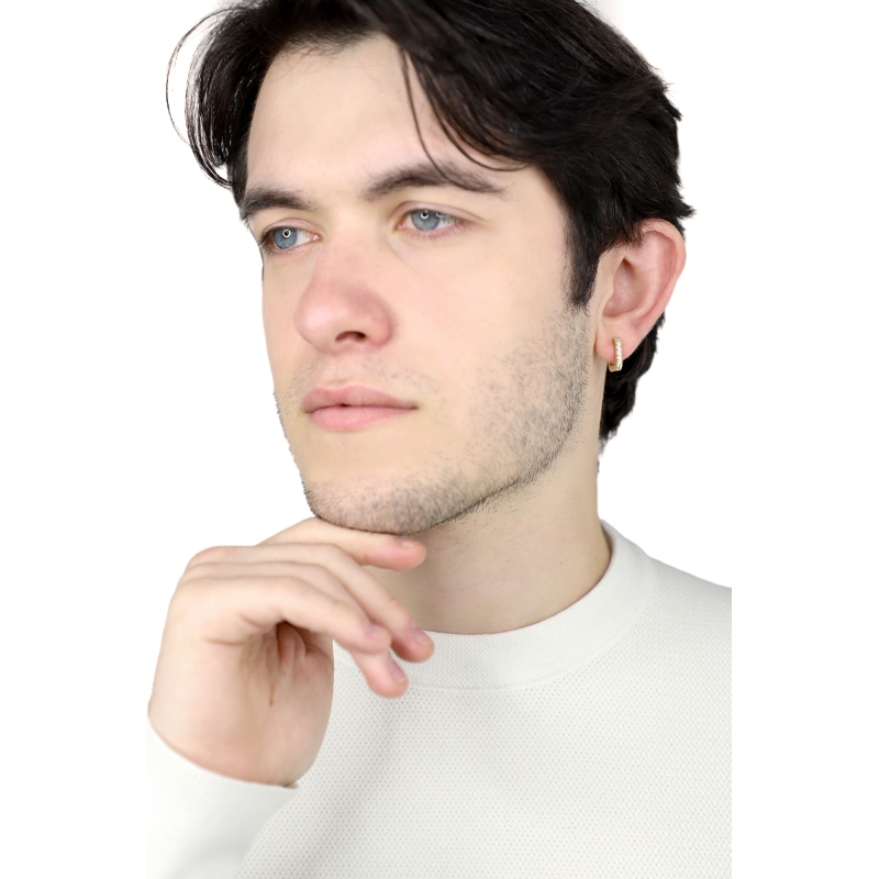 Mono boucle d’oreille en or jaune 18ct  diamants