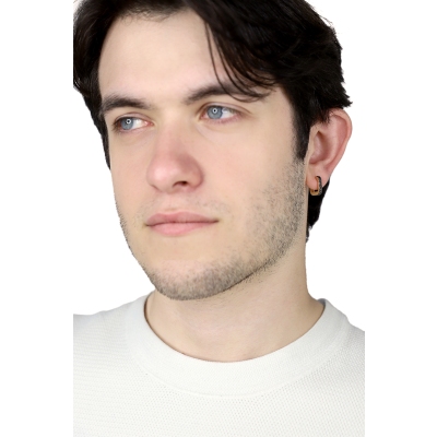 Mono boucle d’oreille en or jaune 18ct diamants noirs