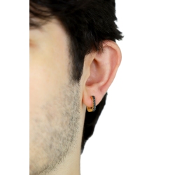 Mono boucle d’oreille en or jaune 18ct diamants noirs 2