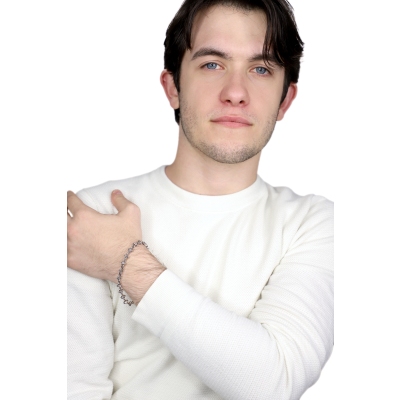 Bracelet homme en or blanc 18k avec design fantaisie