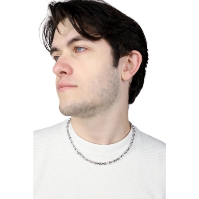 Chaîne homme en or blanc 18k avec design fantaisie