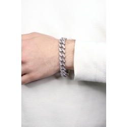 Bracelet unisex Cuban link en or blanc 18k avec diamants 2