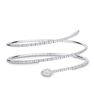 Bracelet ressort en or 18k avec un diamant taille poire et brillants