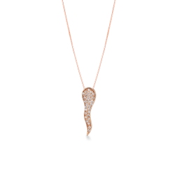 Collier en or rose 18 ct avec pendentif serti de diamants