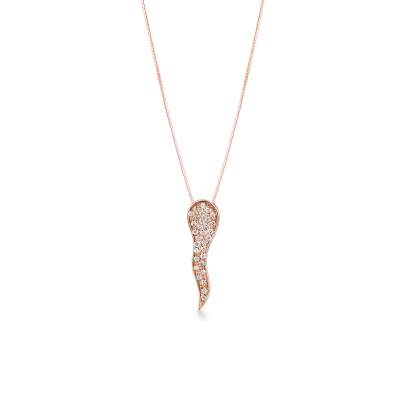 Collier en or rose 18 ct avec pendentif serti de diamants