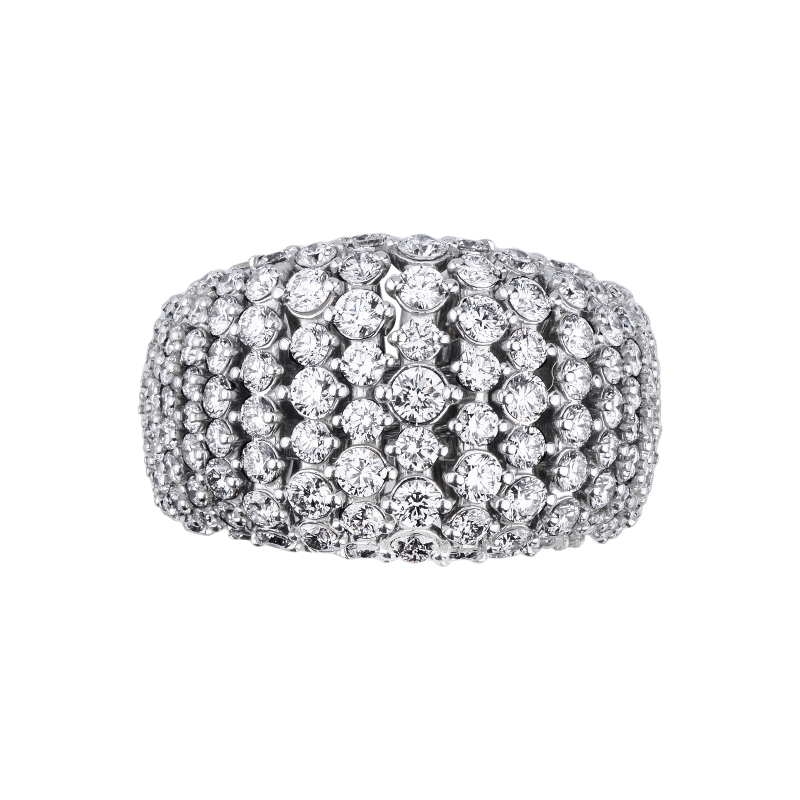 Bague jonc souple en or blanc avec diamants