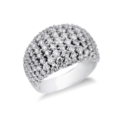 Bague jonc souple en or blanc avec diamants