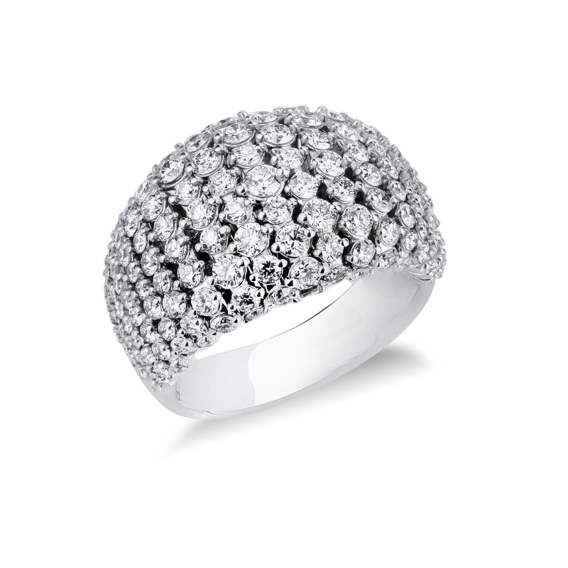 Bague jonc souple en or blanc avec diamants