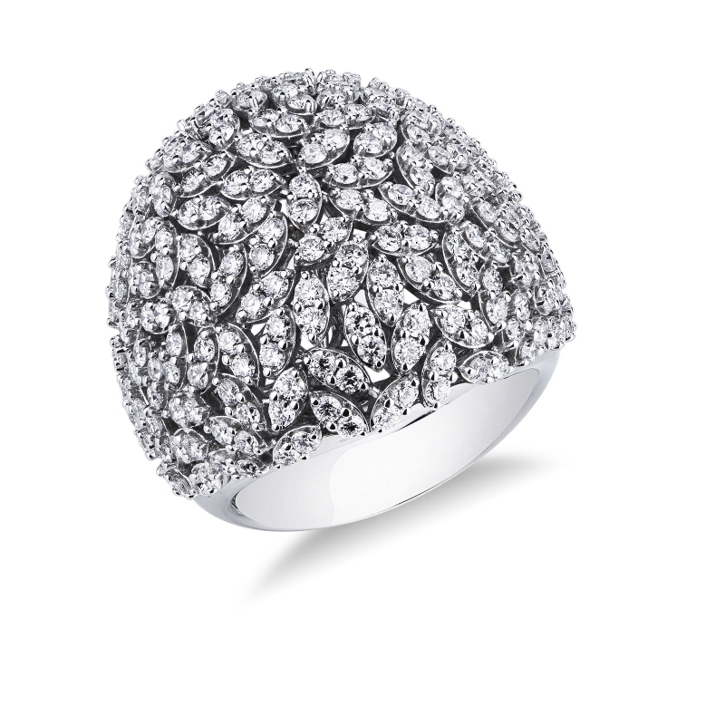 Large bague jonc en or blanc avec diamants