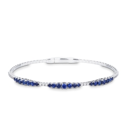 Bracelet rigide en or blanc 18k avec saphirs bleus et diamants