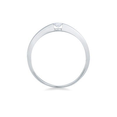 Bague solitaire en or blanc 18k avec diamant brillant CT 0,10