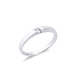 Bague solitaire en or blanc 18k avec diamant brillant CT 0,10