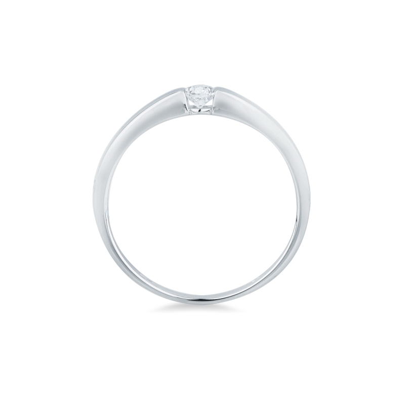 Bague solitaire moderne en or blanc 18k avec diamant serti clos