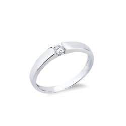 Bague solitaire moderne en or blanc 18k avec diamant serti clos