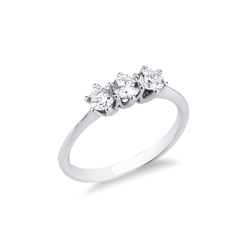Bague trilogy linéaire en or blanc avec diamants