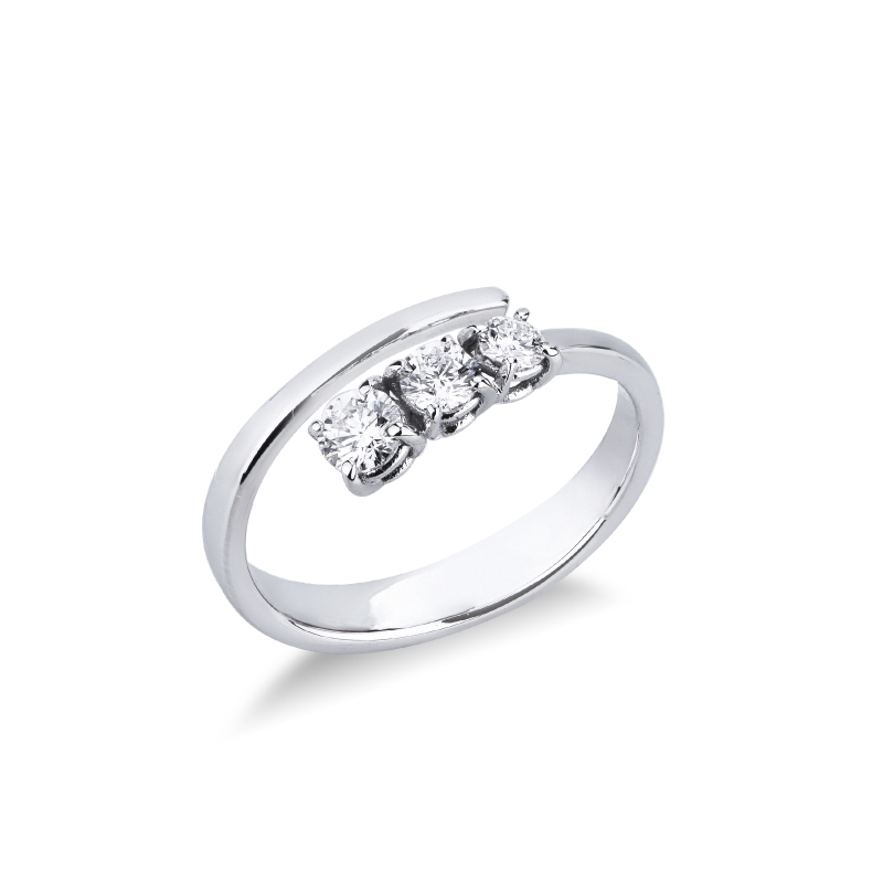 Bague trilogy en or blanc 750 avec trois diamants