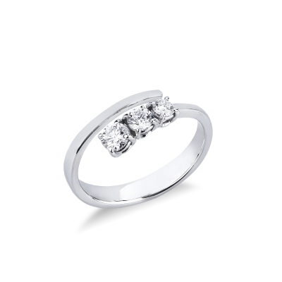 Bague trilogy contrarié en or blanc 18k avec diamants