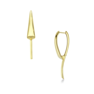 Boucles d’oreilles pendantes en or jaune 18k avec design géométrique