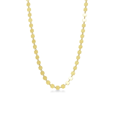 Collier fantaisie hexagonal en or jaune 18k