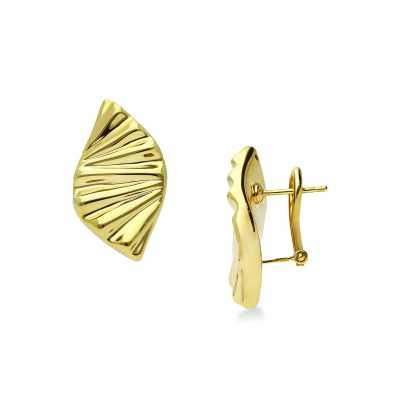 Boucles d’oreilles en or jaune 18k en forme de feuille