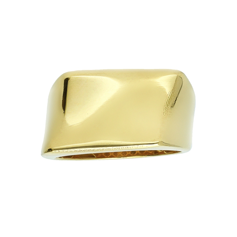 Bague en or jaune 18k design bande rectangulaire