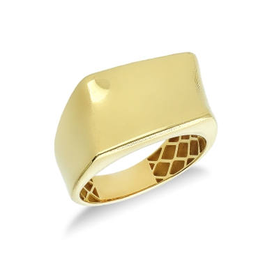 Bague en or jaune 18k design bande rectangulaire