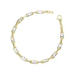 Bracelet bicolore en or jaune et blanc 18k avec design géométrique
