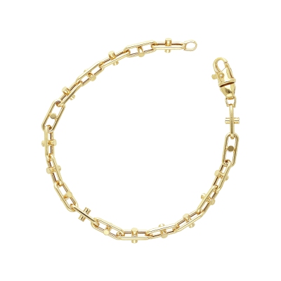 Bracelet chaîne en or jaune 18k avec design géométrique