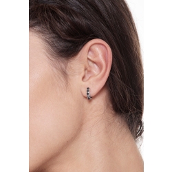 Boucles d’oreilles cercles en or blanc 18k 12 mm diamants noir 2