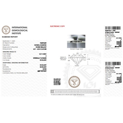 Diamant Certifié IGI  0.31 CT E IF